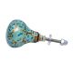 Turquoise Lily Hand Painted Kashmiri Cabinet Knobs